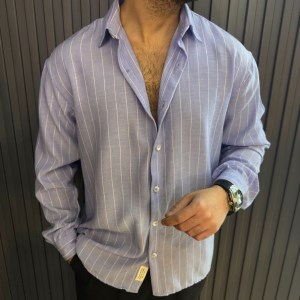 پیراهن لینن راه راه کد 14357