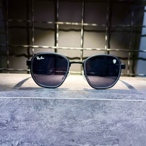 عینک برند RAY BAN فریم مشکی متالیک / شیشه دودی کد RB3674