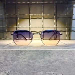 عینک برند CARTIER فریم فلزی مشکی متالیک / شیشه آبی قهوه ای کد 2684