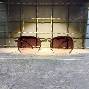عینک برند CARTIER فریم فلزی طلایی قهوه ای / شیشه قهوه ای کد 2684