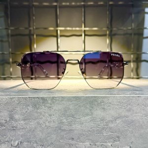 عینک برند PRADA فریم فلزی مشکی متالیک / شیشه سبز کد 5G62
