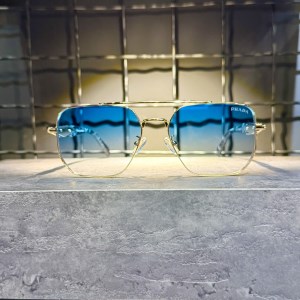 عینک برند PRADA فریم فلزی طلایی/ شیشه آبی سفید کد 5G62