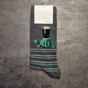 جوراب ساق بلند طرح لاک پشت رنگ خاکستری