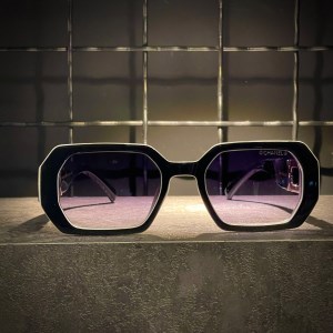 عینک CHANEL فریم کائوچویی مشکی سفید / شیشه دودی کد 6236