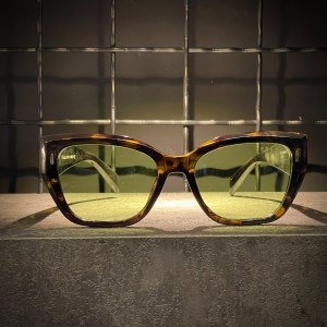 عینک PRADA فریم کائوچویی پلنگی / شیشه سبز کد 3972