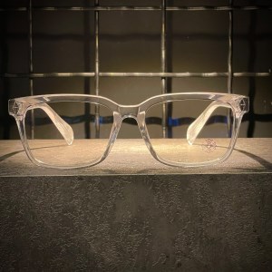 عینک CHROME HEARTS فریم کائوچویی شیشه ای سیلور/ شیشه بلوکات سفید کد 7021