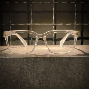 عینک CHROME HEARTS فریم کائوچویی شیشه ای طلایی/ شیشه بلوکات سفید کد 7021