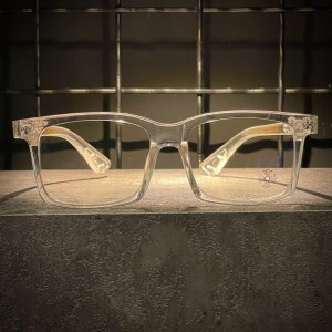 عینک CHROME HEARTS فریم کائوچویی شیشه ای سیلور/ شیشه بلوکات سفید کد 2271