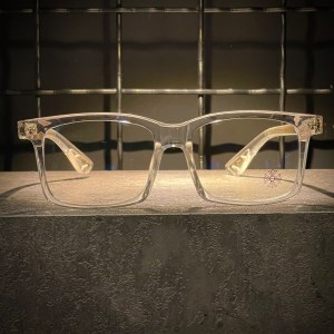 عینک CHROME HEARTS فریم کائوچویی شیشه ای طلایی/ شیشه بلوکات سفید کد 2271