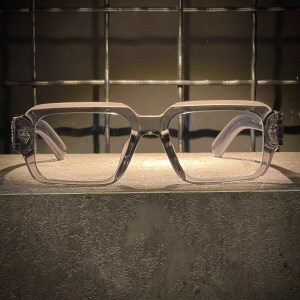 عینک CHROME HEARTS فریم کائوچویی دودی / شیشه بلوکات سفید کد CH8232