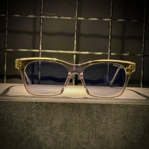 عینک PRADA فریم کائوچویی سبز سفید / شیشه آبی کد 6249