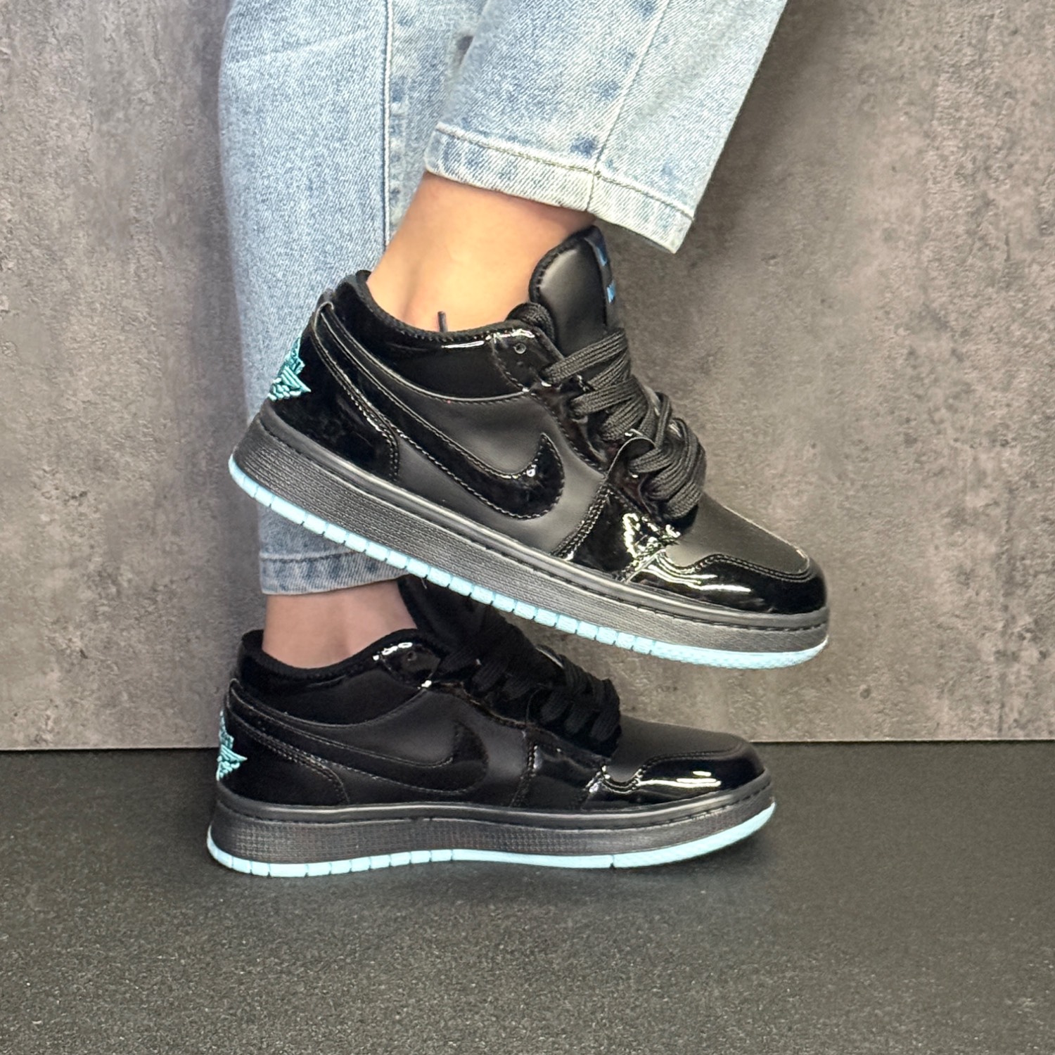 کتونی جردن ایرفورس برند NIKE رنگ مشکی آبی سایز 38
