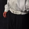 کاپشن چرم وارداتی باکسی یقه دوتیکه کد 21224 رنگ سفید سایز L